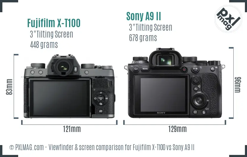 Fujifilm X-T100 vs Sony A9 II Screen and Viewfinder comparison