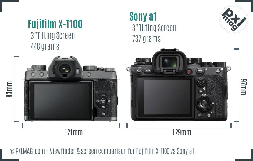 Fujifilm X-T100 vs Sony a1 Screen and Viewfinder comparison