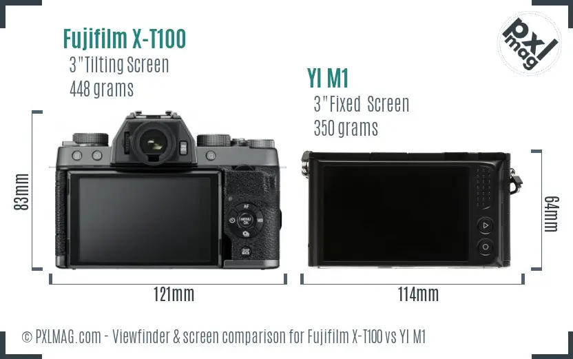 Fujifilm X-T100 vs YI M1 Screen and Viewfinder comparison