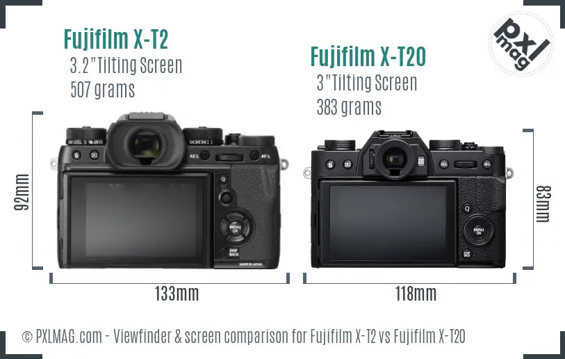 Fujifilm X-T2 vs Fujifilm X-T20 Screen and Viewfinder comparison