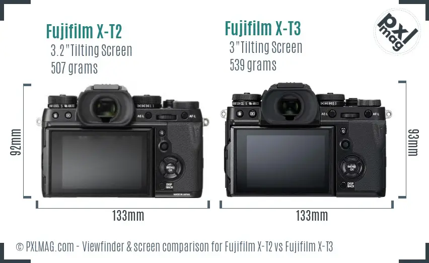 Fujifilm X-T2 vs Fujifilm X-T3 Screen and Viewfinder comparison
