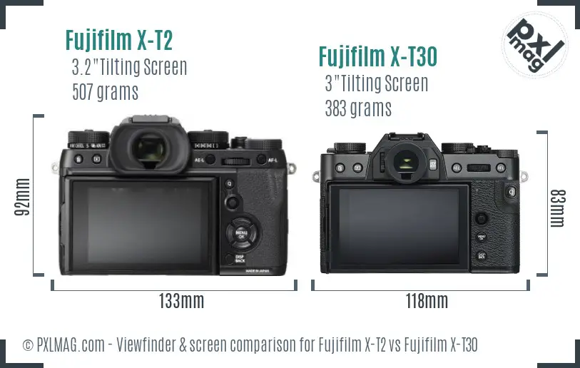 Fujifilm X-T2 vs Fujifilm X-T30 Screen and Viewfinder comparison
