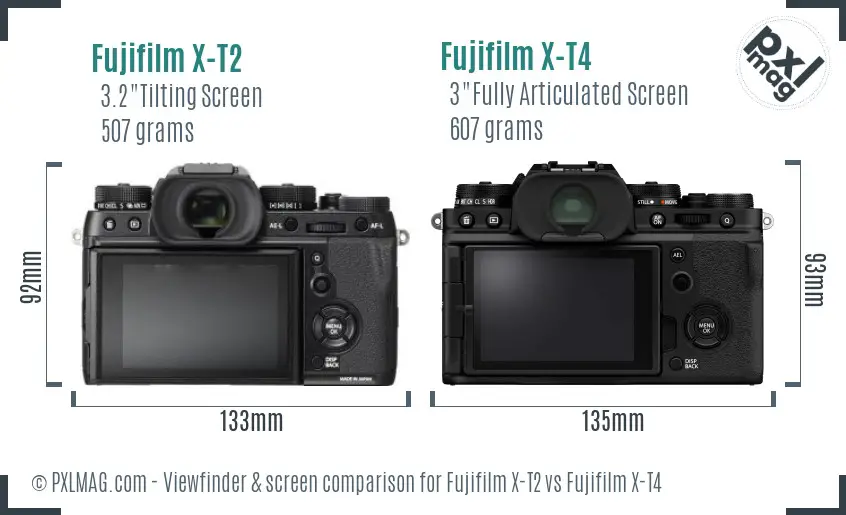 Fujifilm X-T2 vs Fujifilm X-T4 Screen and Viewfinder comparison