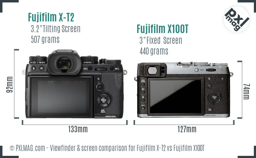 Fujifilm X-T2 vs Fujifilm X100T Screen and Viewfinder comparison Fujifilm X-T2 vs Fujifilm X100T Screen and Viewfinder comparison