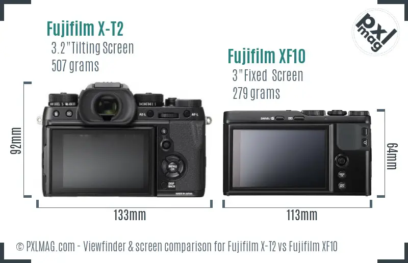 Fujifilm X-T2 vs Fujifilm XF10 Screen and Viewfinder comparison Fujifilm X-T2 vs Fujifilm XF10 Screen and Viewfinder comparison