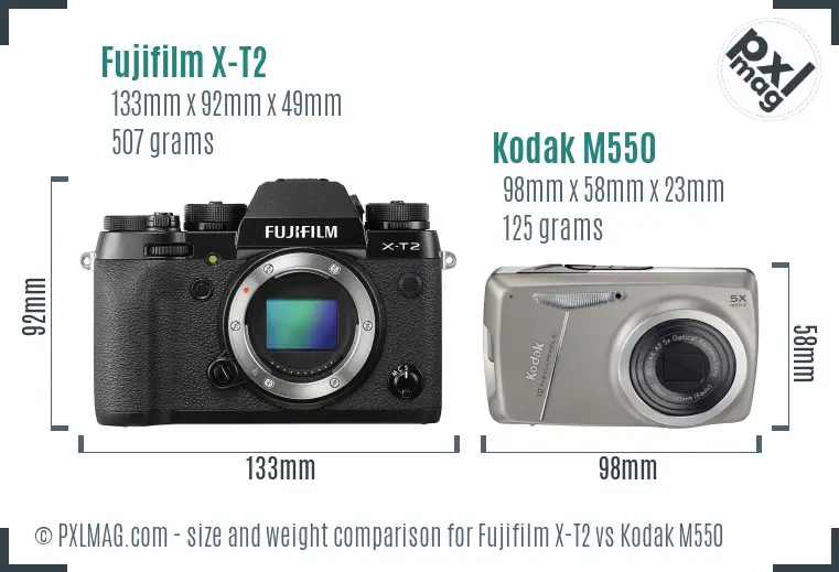 Fujifilm X-T2 vs Kodak M550 size comparison
