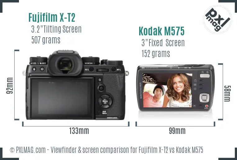 Fujifilm X-T2 vs Kodak M575 Screen and Viewfinder comparison Fujifilm X-T2 vs Kodak M575 Screen and Viewfinder comparison
