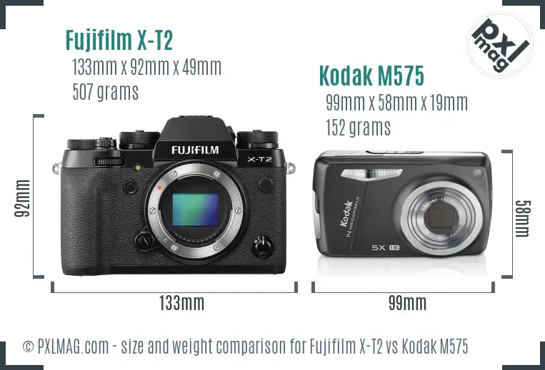 Fujifilm X-T2 vs Kodak M575 size comparison Fujifilm X-T2 vs Kodak M575 size comparison