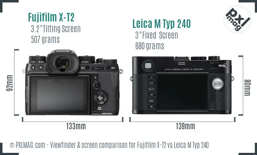Fujifilm X-T2 vs Leica M Typ 240 Screen and Viewfinder comparison Fujifilm X-T2 vs Leica M Typ 240 Screen and Viewfinder comparison