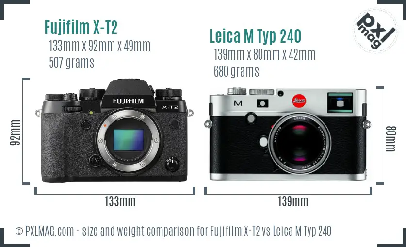 Fujifilm X-T2 vs Leica M Typ 240 size comparison Fujifilm X-T2 vs Leica M Typ 240 size comparison