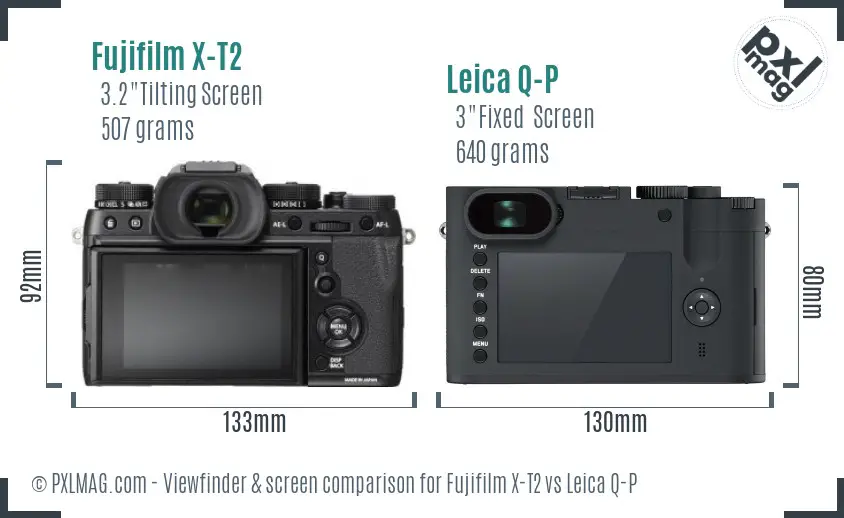 Fujifilm X-T2 vs Leica Q-P Screen and Viewfinder comparison