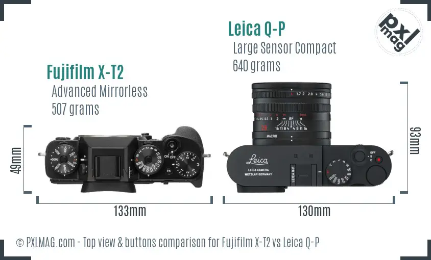 Fujifilm X-T2 vs Leica Q-P top view buttons comparison