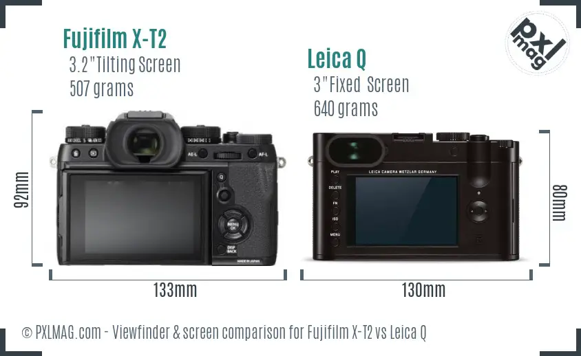 Fujifilm X-T2 vs Leica Q Screen and Viewfinder comparison Fujifilm X-T2 vs Leica Q Screen and Viewfinder comparison