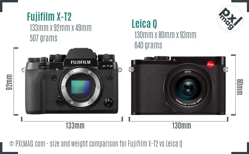 Fujifilm X-T2 vs Leica Q size comparison Fujifilm X-T2 vs Leica Q size comparison