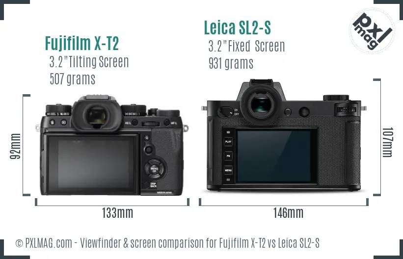 Fujifilm X-T2 vs Leica SL2-S Screen and Viewfinder comparison
