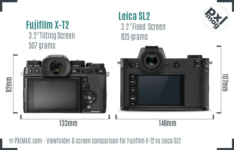 Fujifilm X-T2 vs Leica SL2 Screen and Viewfinder comparison