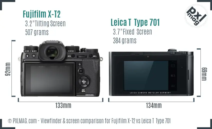 Fujifilm X-T2 vs Leica T  Type 701 Screen and Viewfinder comparison