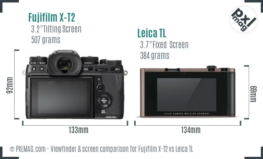 Fujifilm X-T2 vs Leica TL Screen and Viewfinder comparison