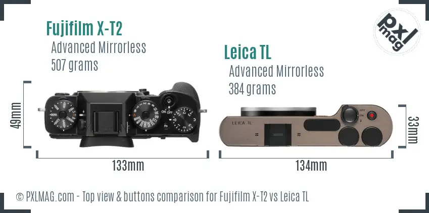Fujifilm X-T2 vs Leica TL top view buttons comparison