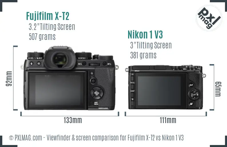 Fujifilm X-T2 vs Nikon 1 V3 Screen and Viewfinder comparison Fujifilm X-T2 vs Nikon 1 V3 Screen and Viewfinder comparison