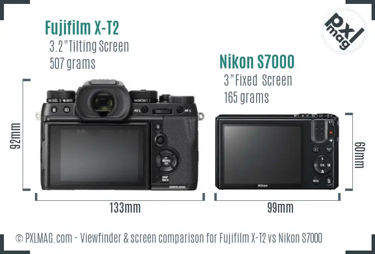 Fujifilm X-T2 vs Nikon S7000 Screen and Viewfinder comparison Fujifilm X-T2 vs Nikon S7000 Screen and Viewfinder comparison