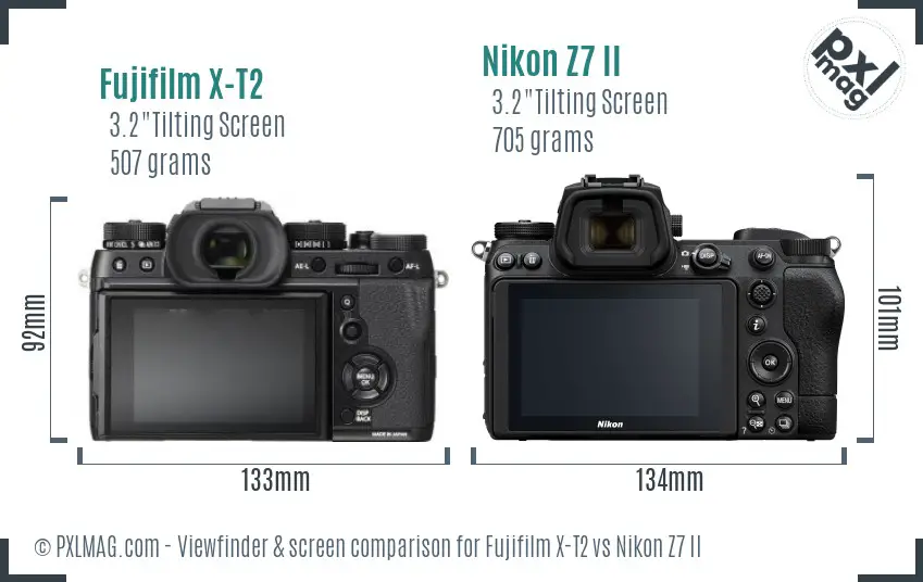 Fujifilm X-T2 vs Nikon Z7 II Screen and Viewfinder comparison