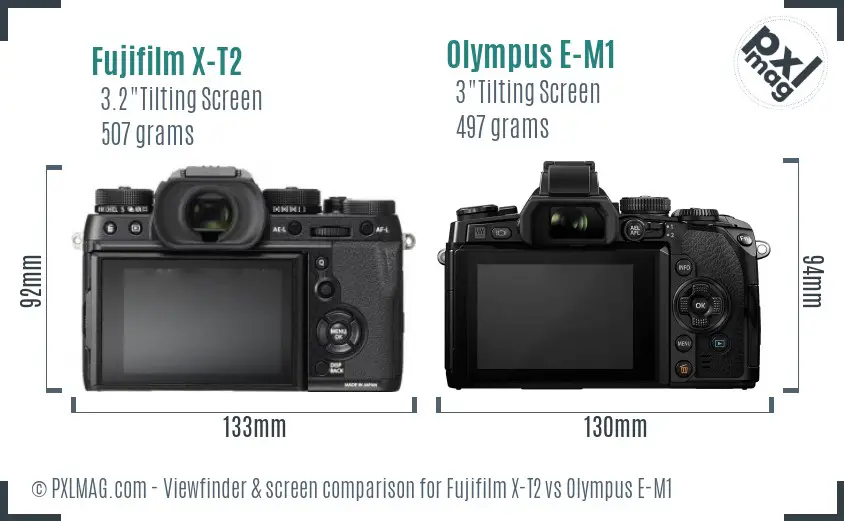 Fujifilm X-T2 vs Olympus E-M1 Screen and Viewfinder comparison