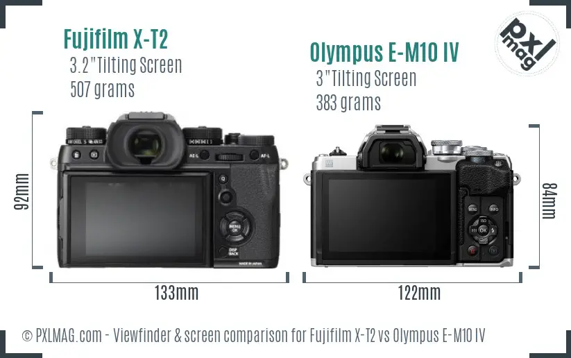 Fujifilm X-T2 vs Olympus E-M10 IV Screen and Viewfinder comparison