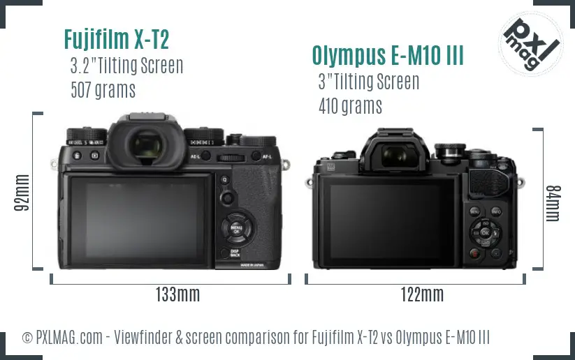 Fujifilm X-T2 vs Olympus E-M10 III Screen and Viewfinder comparison