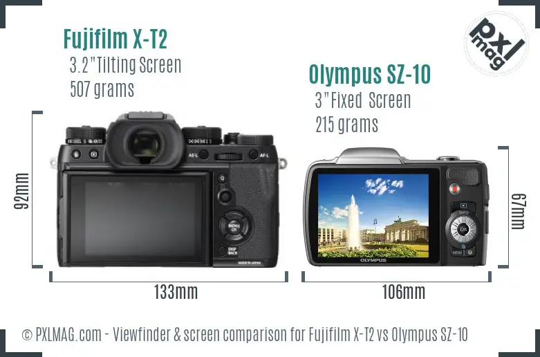 Fujifilm X-T2 vs Olympus SZ-10 Screen and Viewfinder comparison