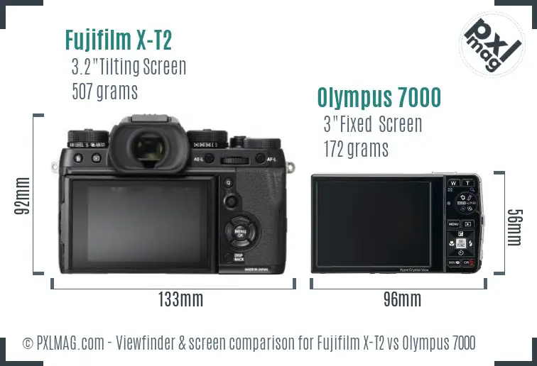 Fujifilm X-T2 vs Olympus 7000 Screen and Viewfinder comparison