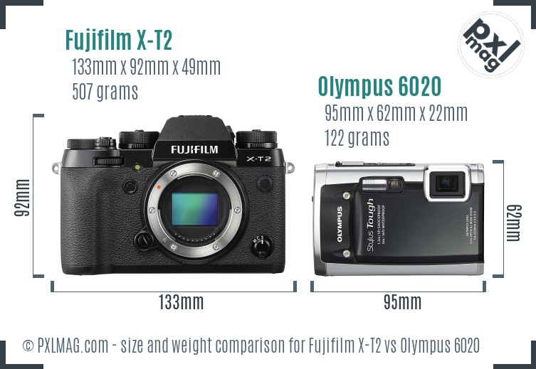 Fujifilm X-T2 vs Olympus 6020 size comparison