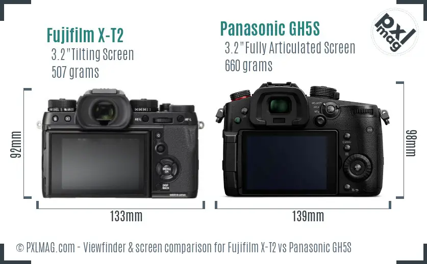 Fujifilm X-T2 vs Panasonic GH5S Screen and Viewfinder comparison