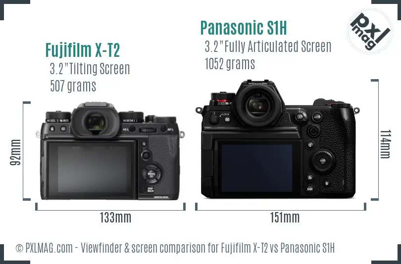 Fujifilm X-T2 vs Panasonic S1H Screen and Viewfinder comparison