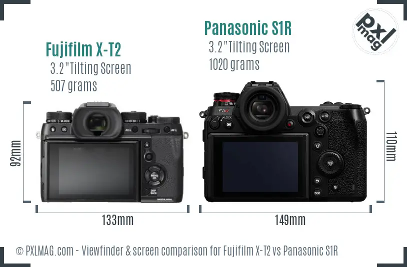 Fujifilm X-T2 vs Panasonic S1R Screen and Viewfinder comparison