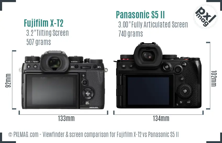 Fujifilm X-T2 vs Panasonic S5 II Screen and Viewfinder comparison Fujifilm X-T2 vs Panasonic S5 II Screen and Viewfinder comparison