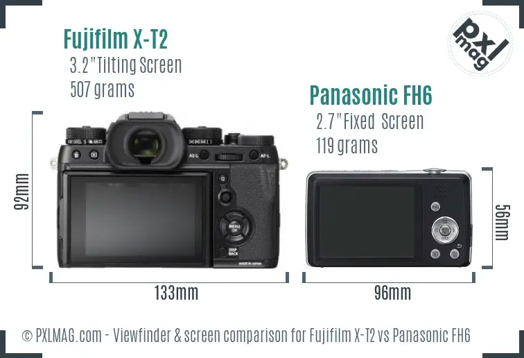 Fujifilm X-T2 vs Panasonic FH6 Screen and Viewfinder comparison