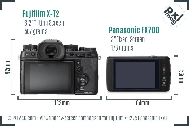 Fujifilm X-T2 vs Panasonic FX700 Screen and Viewfinder comparison