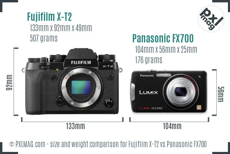 Fujifilm X-T2 vs Panasonic FX700 size comparison