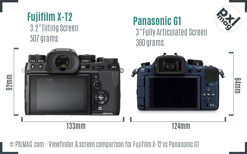 Fujifilm X-T2 vs Panasonic G1 Screen and Viewfinder comparison