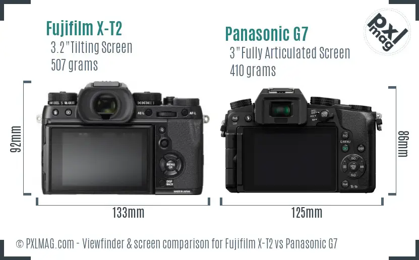 Fujifilm X-T2 vs Panasonic G7 Screen and Viewfinder comparison