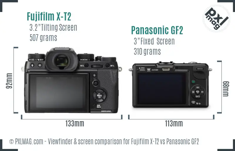 Fujifilm X-T2 vs Panasonic GF2 Screen and Viewfinder comparison Fujifilm X-T2 vs Panasonic GF2 Screen and Viewfinder comparison