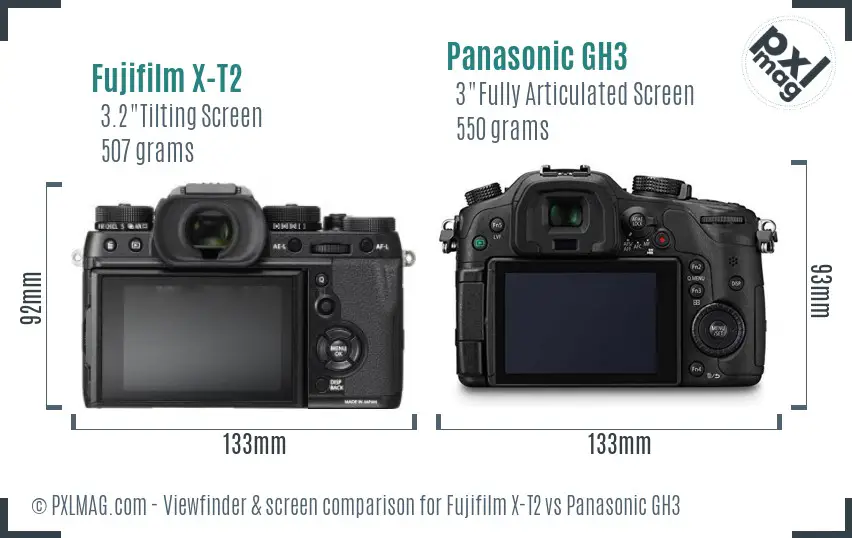 Fujifilm X-T2 vs Panasonic GH3 Screen and Viewfinder comparison