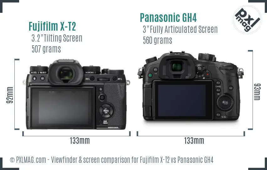 Fujifilm X-T2 vs Panasonic GH4 Screen and Viewfinder comparison