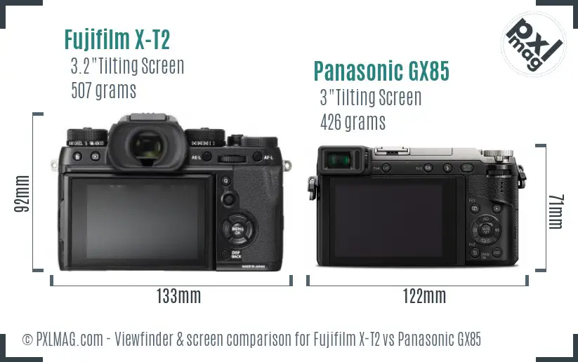 Fujifilm X-T2 vs Panasonic GX85 Screen and Viewfinder comparison
