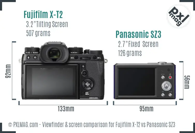 Fujifilm X-T2 vs Panasonic SZ3 Screen and Viewfinder comparison