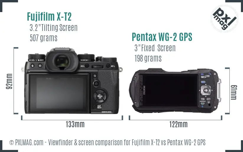 Fujifilm X-T2 vs Pentax WG-2 GPS Screen and Viewfinder comparison
