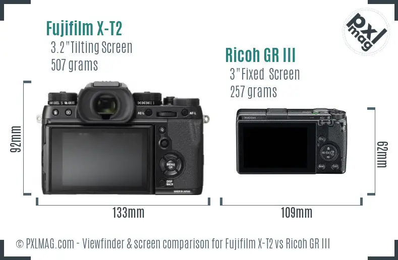Fujifilm X-T2 vs Ricoh GR III Screen and Viewfinder comparison Fujifilm X-T2 vs Ricoh GR III Screen and Viewfinder comparison
