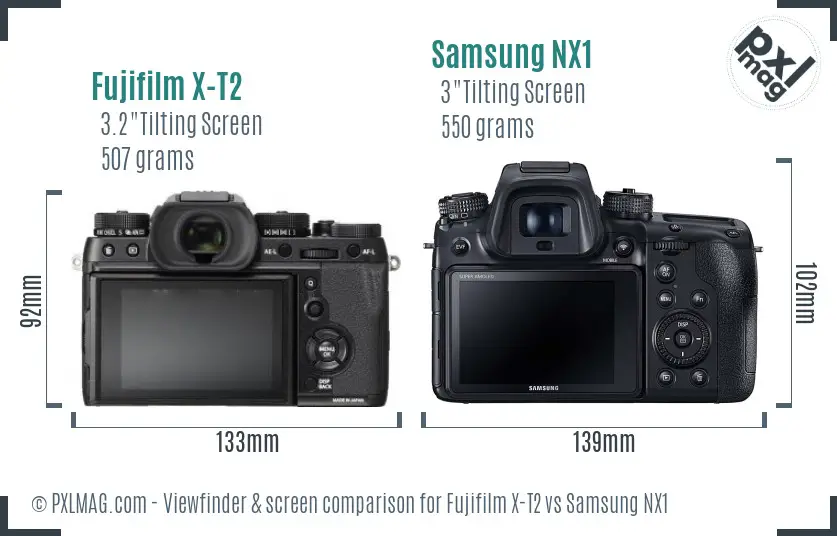 Fujifilm X-T2 vs Samsung NX1 Screen and Viewfinder comparison