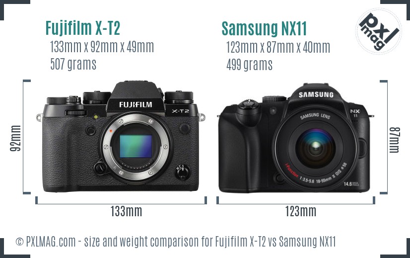 Fujifilm X-T2 vs Samsung NX11 size comparison